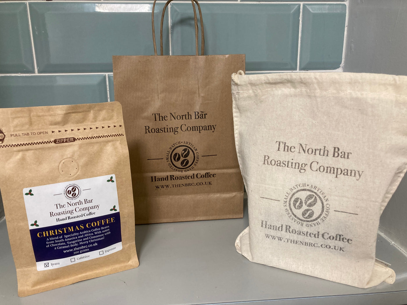 Christmas Arabica Speciality Coffee  Duo 2 x 200g with a FREE Cotton Gift Bag